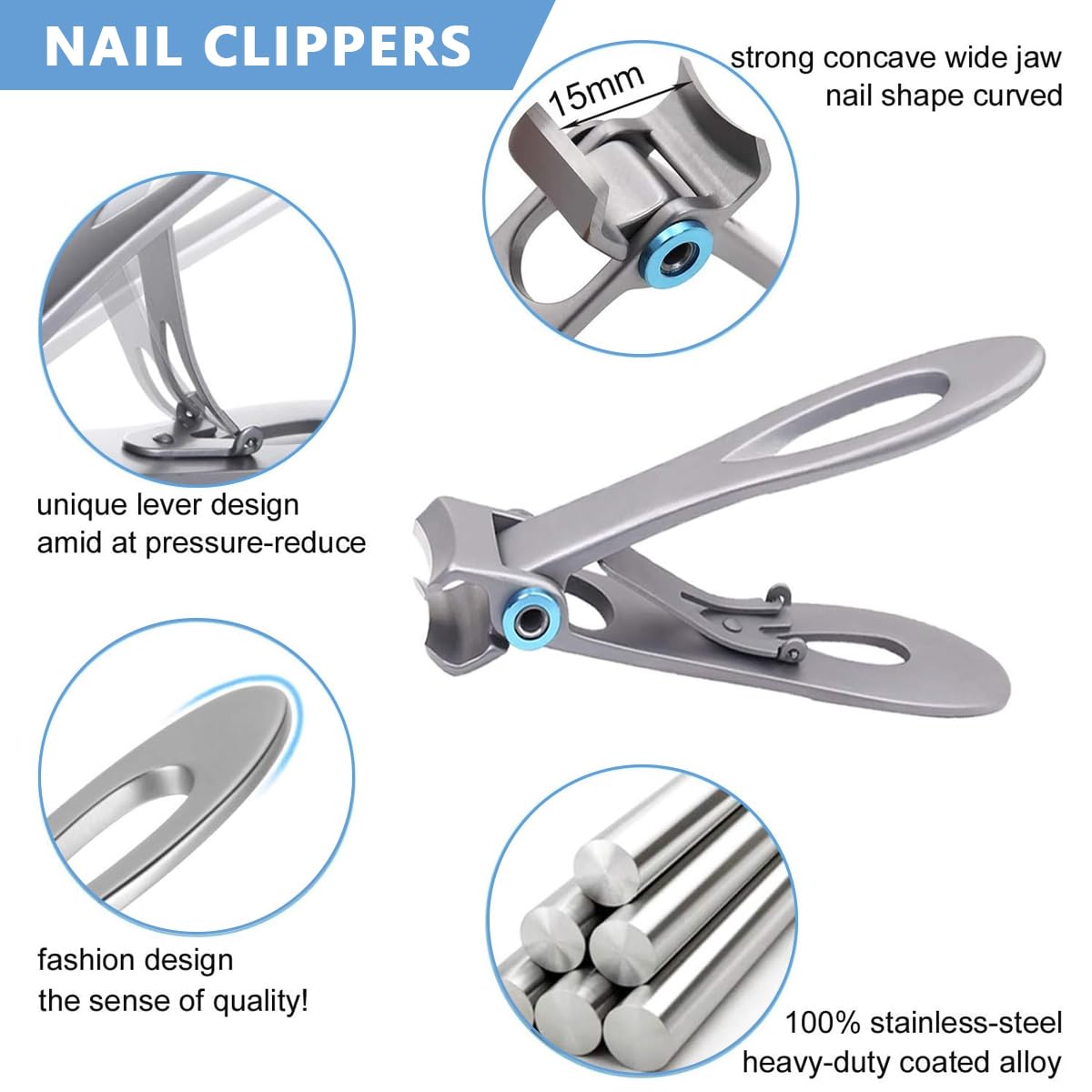 MAYCREATE 7pcs Toenail Clipper Kit for Ingrown Nail Thick Toenails Clipper Kit with Nail File, Rotatable Nail Clipper, Manicure Pedicure Kit Stainless Steel Toe Nail Clipper for Men Women MAYCREATE 7pcs Toenail Clipper Kit for Ingrown Nail Thick Toenails Clipper Kit with Nail File, Rotatable Nail Clipper, Manicure Pedicure Kit Stainless Steel Toe Nail Clipper for Men Women